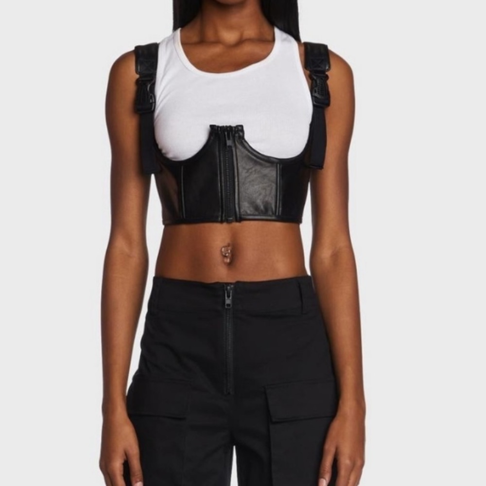 POSTER GIRL Faux Leather Bustier Top